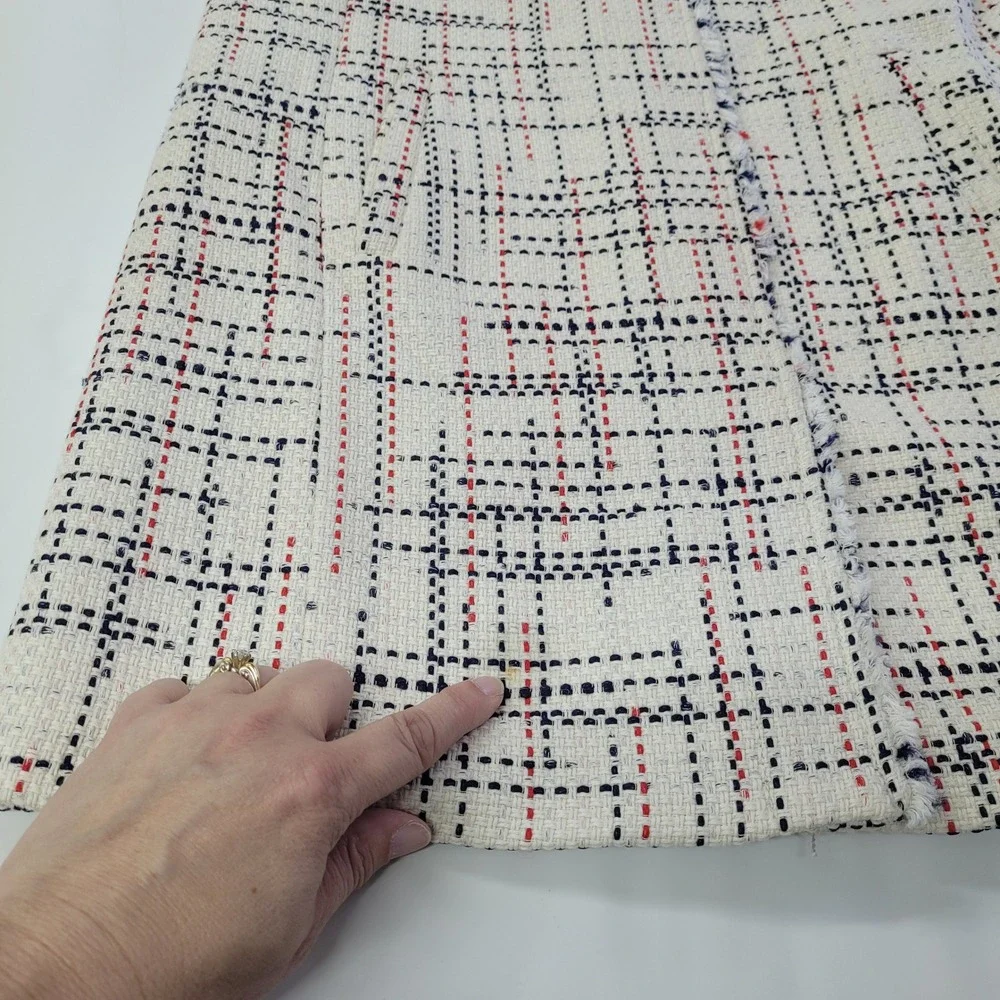 Banana Republic Womens Tweed Jacket Three Quarter Sleeve White Red‎ Black XS